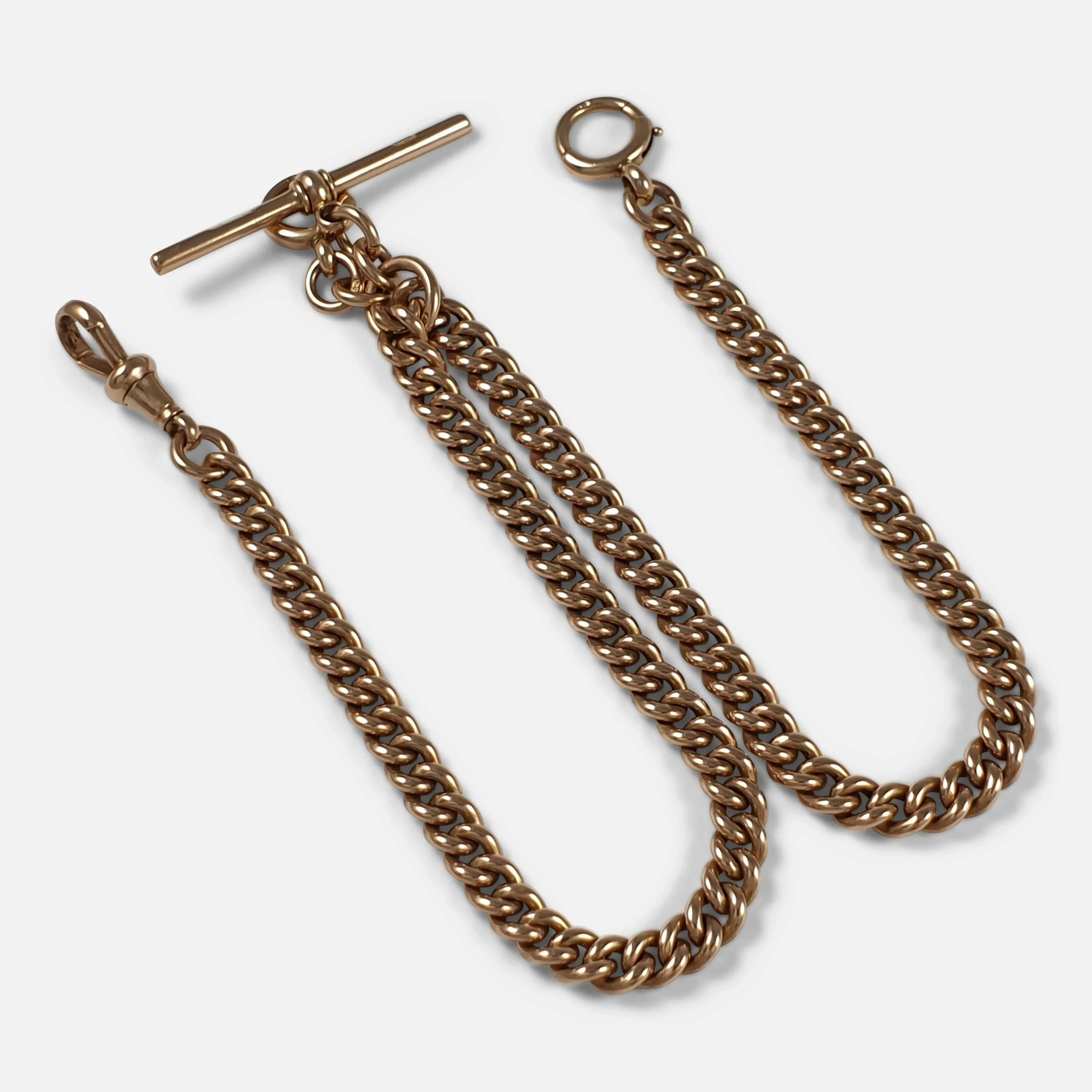 9ct Rose Gold Albert Watch Chain, 47.5 Grams