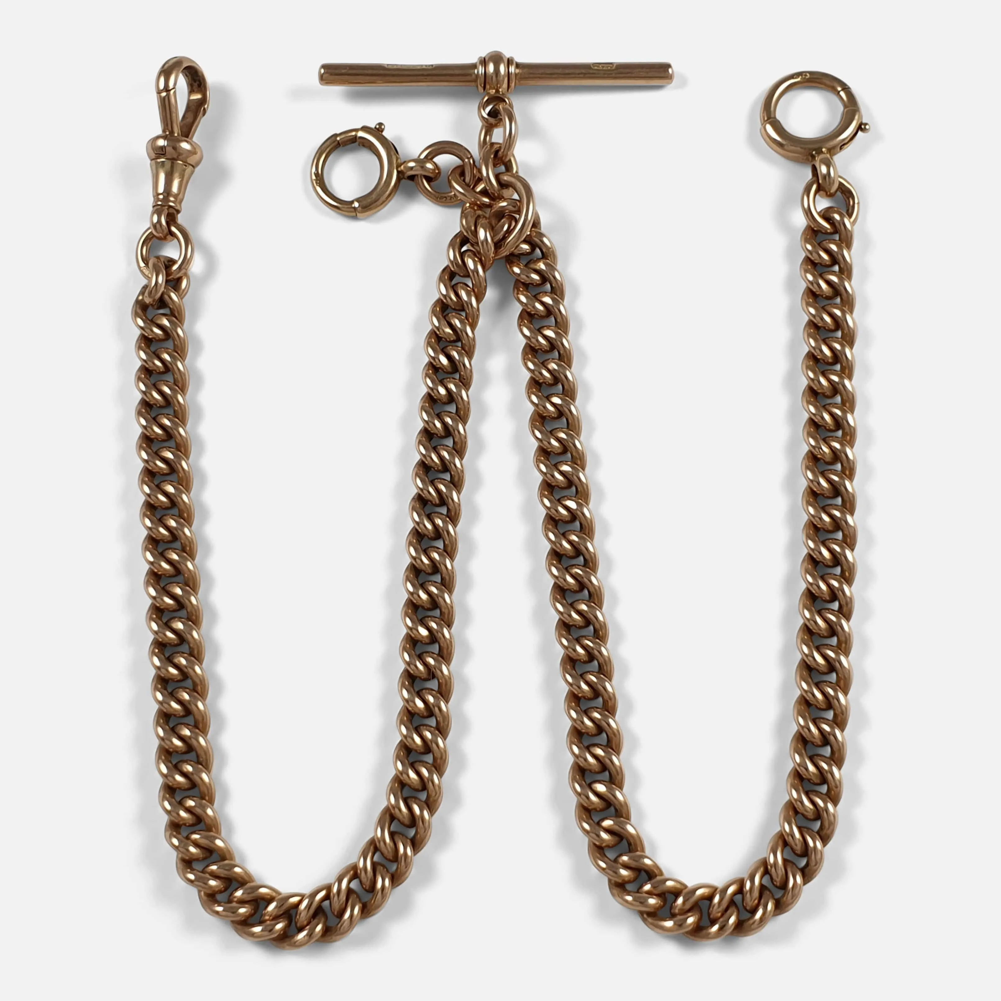 9ct Rose Gold Albert Watch Chain, 47.5 Grams