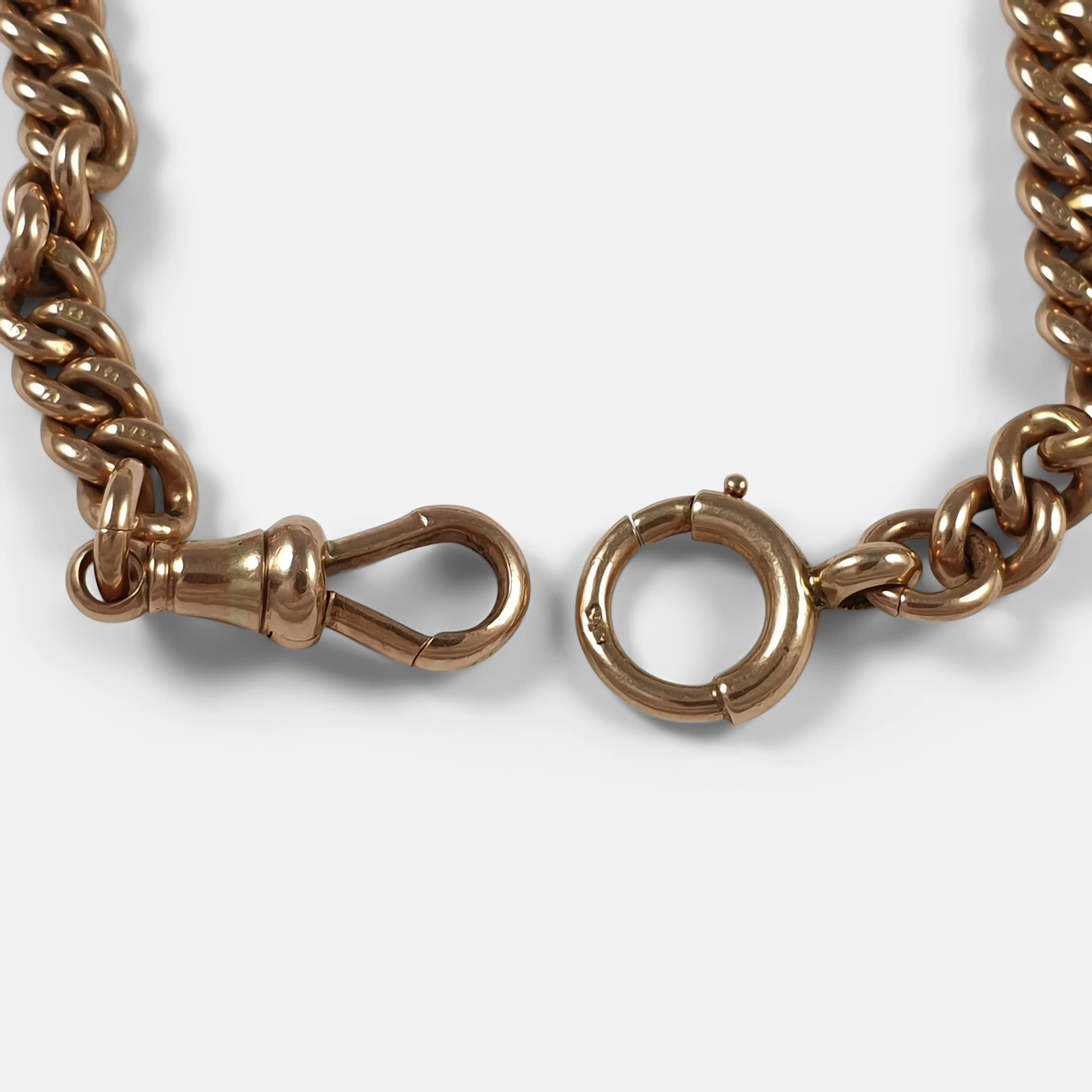 9ct Rose Gold Albert Watch Chain, 47.5 Grams