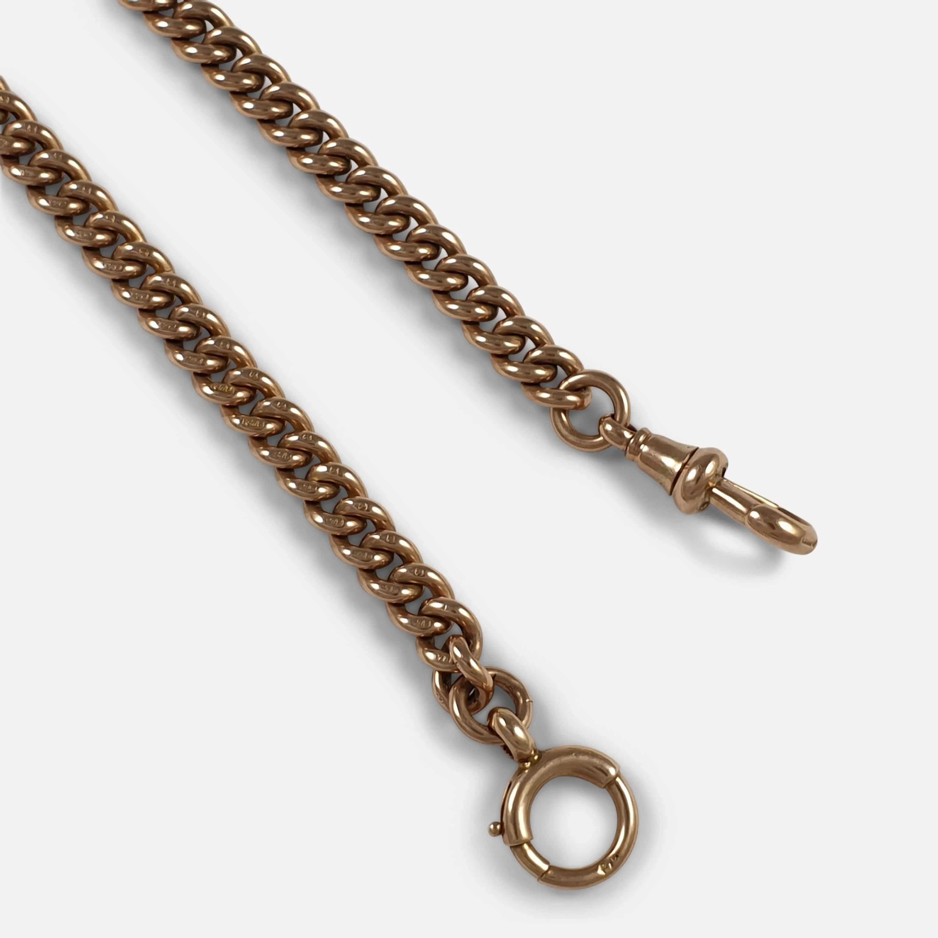 9ct Rose Gold Albert Watch Chain, 47.5 Grams