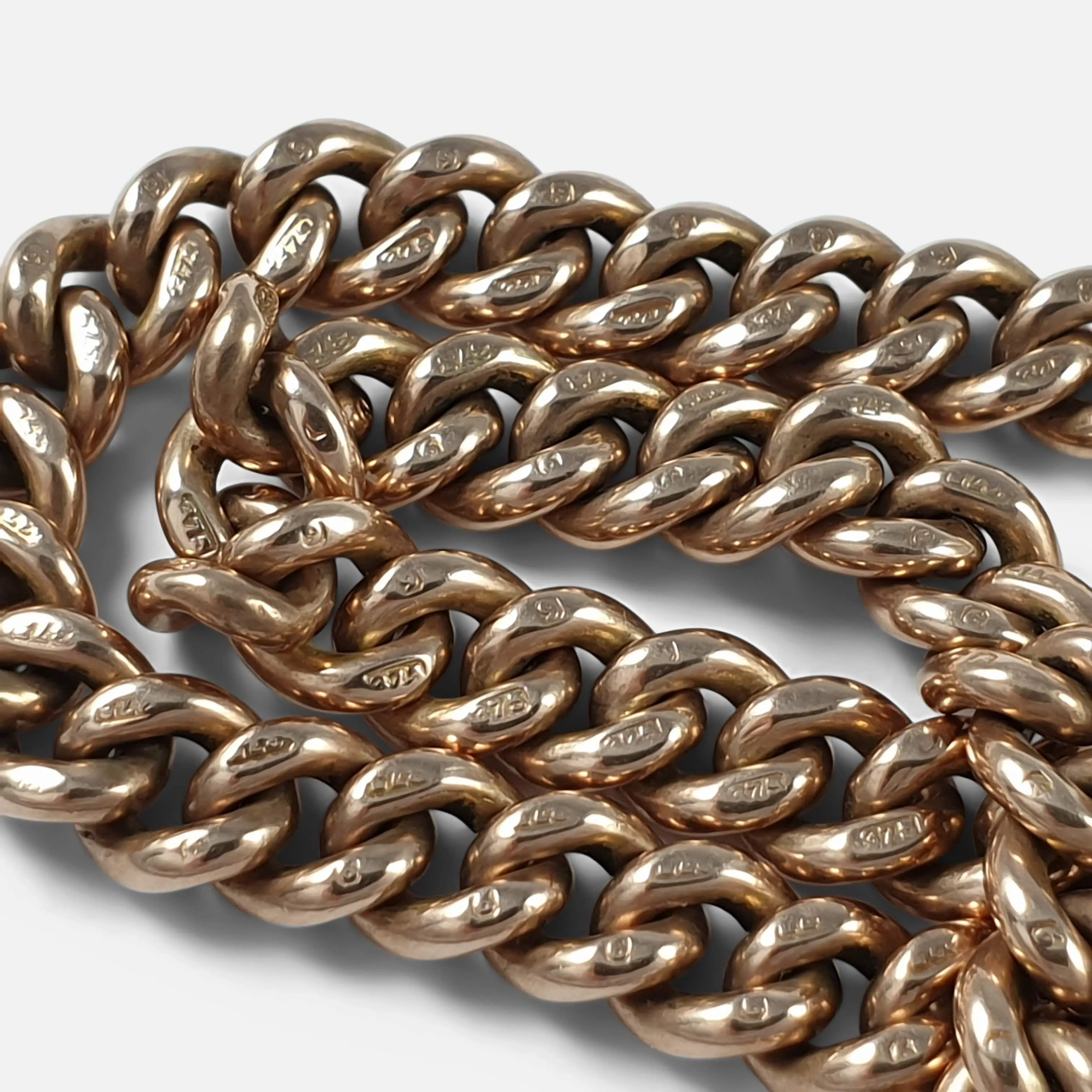 9ct Rose Gold Albert Watch Chain, 47.5 Grams