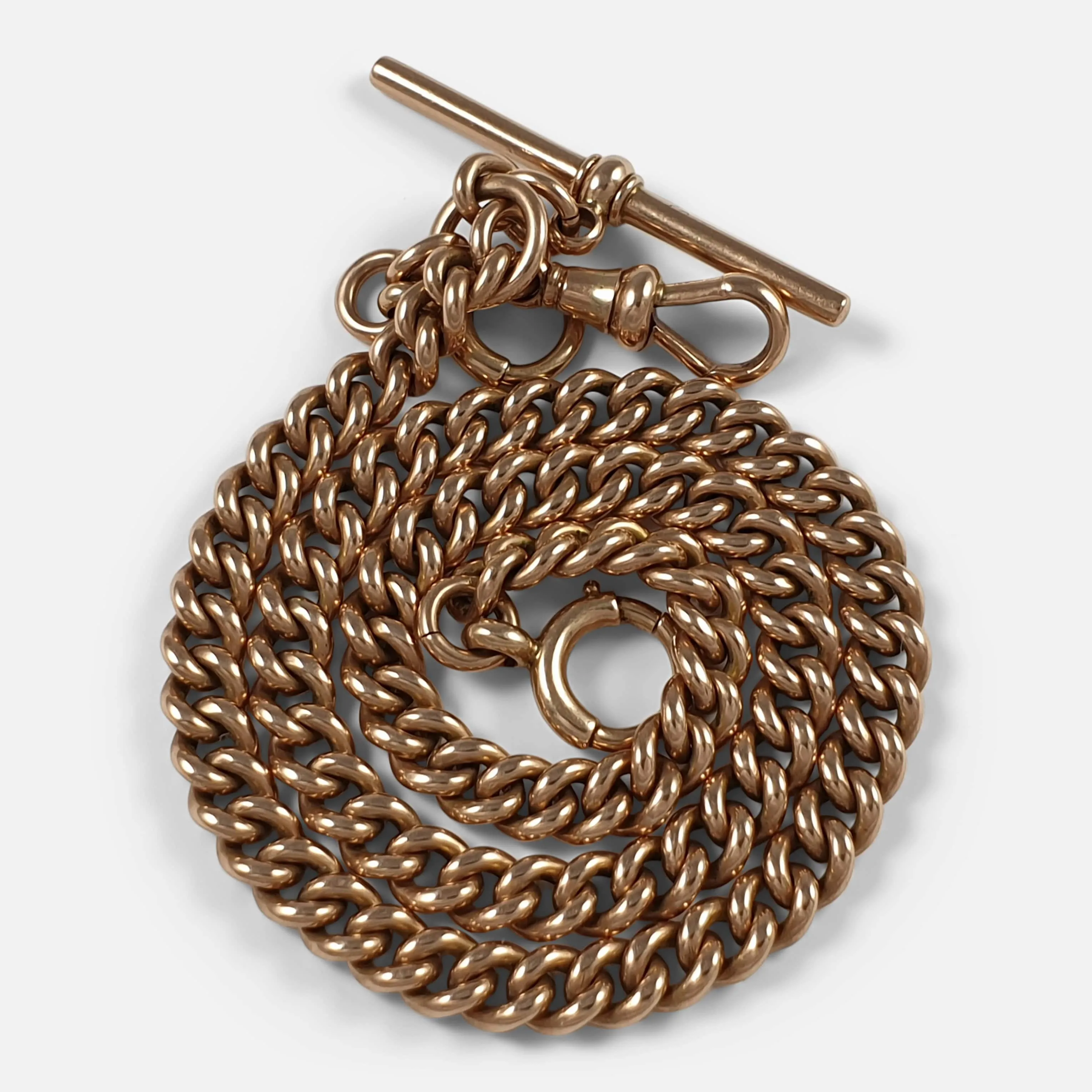 9ct Rose Gold Albert Watch Chain, 47.5 Grams