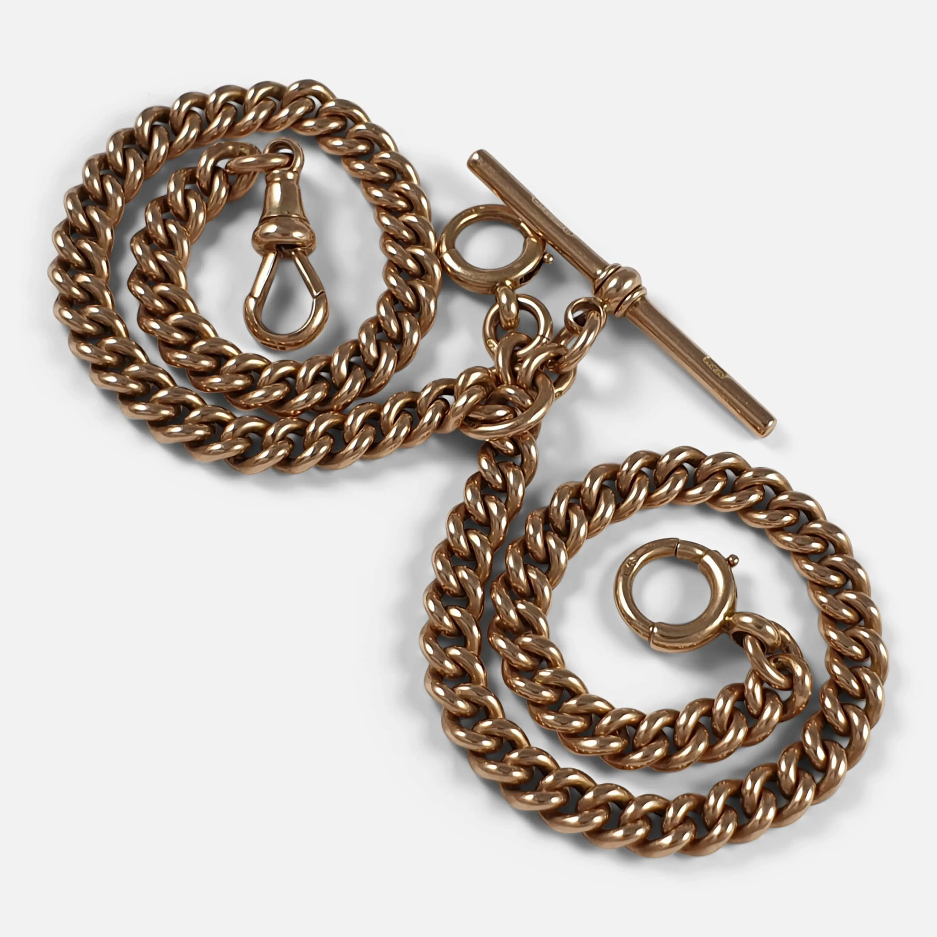 9ct Rose Gold Albert Watch Chain, 47.5 Grams