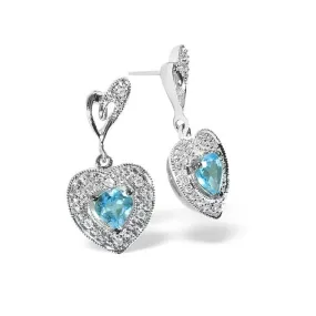 Acotis Diamonds 9K White Gold 0.07ct Diamond 0.59ct Blue Topaz Earrings F2225