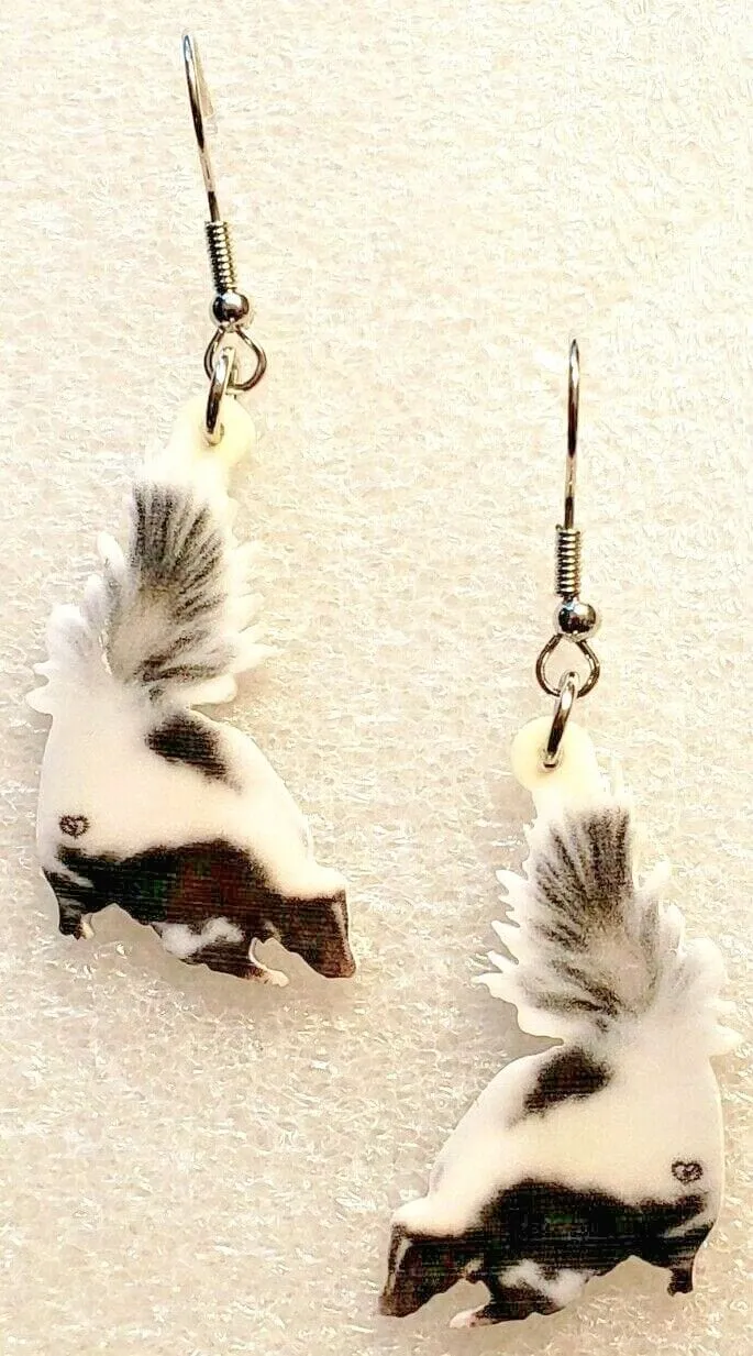 Acrylic Animal Earrings Raccoon Gator Skunk Hedgehog Jaguar