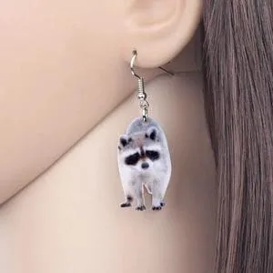 Acrylic Animal Earrings Raccoon Gator Skunk Hedgehog Jaguar