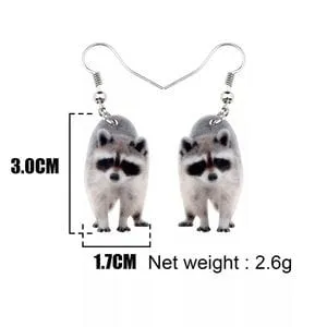 Acrylic Animal Earrings Raccoon Gator Skunk Hedgehog Jaguar