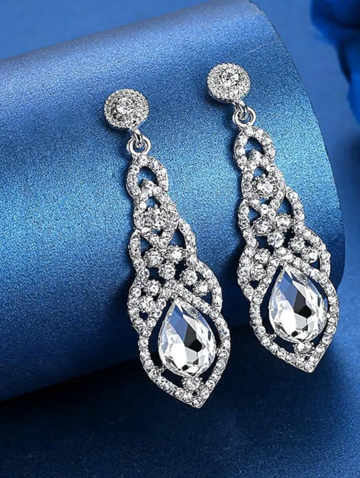 Alloy Teardrop Crystal Chandelier Dangle Earrings