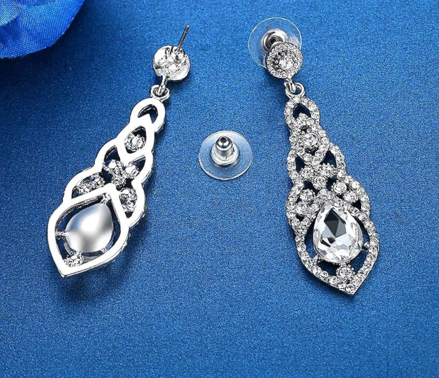 Alloy Teardrop Crystal Chandelier Dangle Earrings