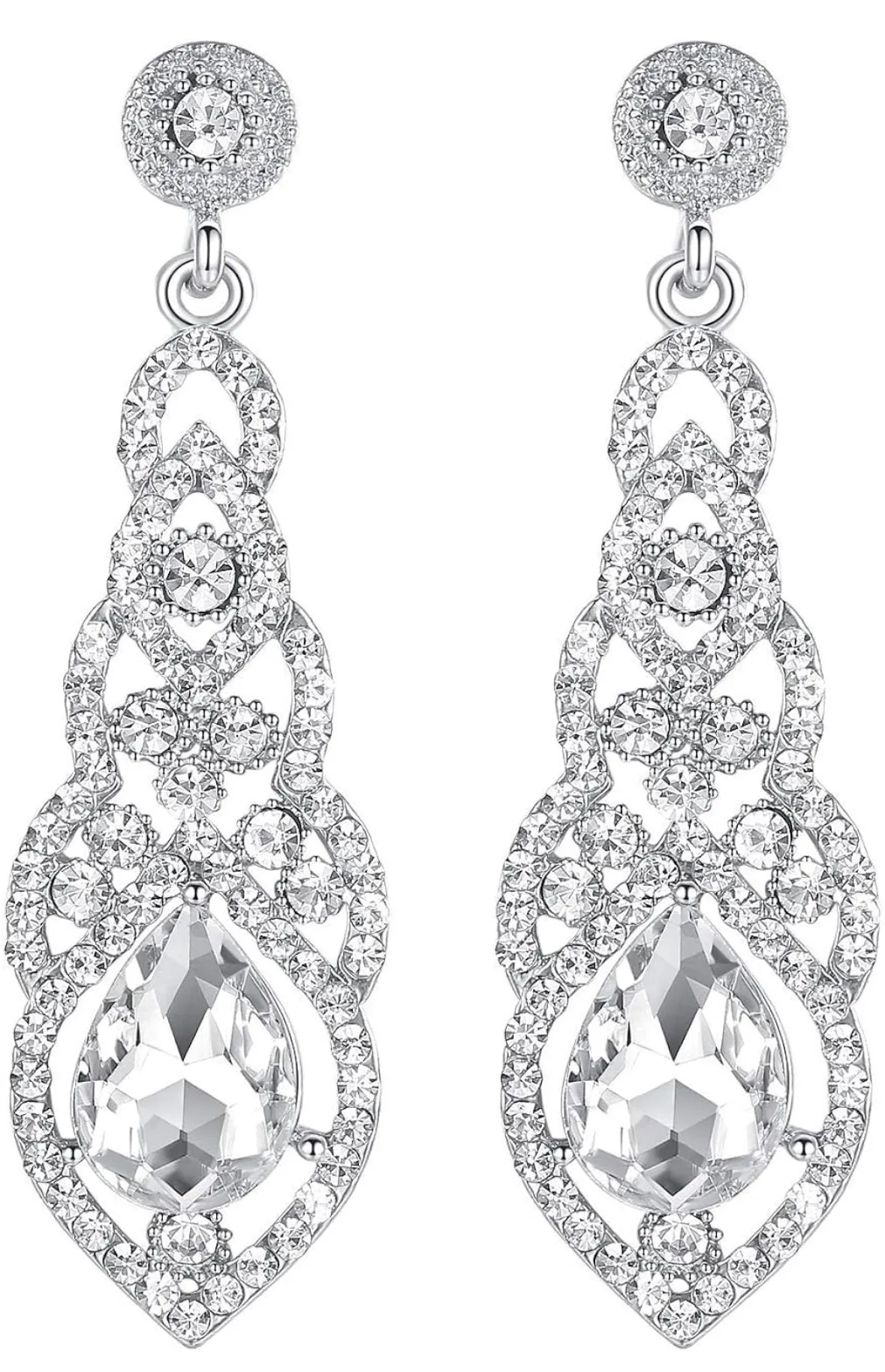 Alloy Teardrop Crystal Chandelier Dangle Earrings