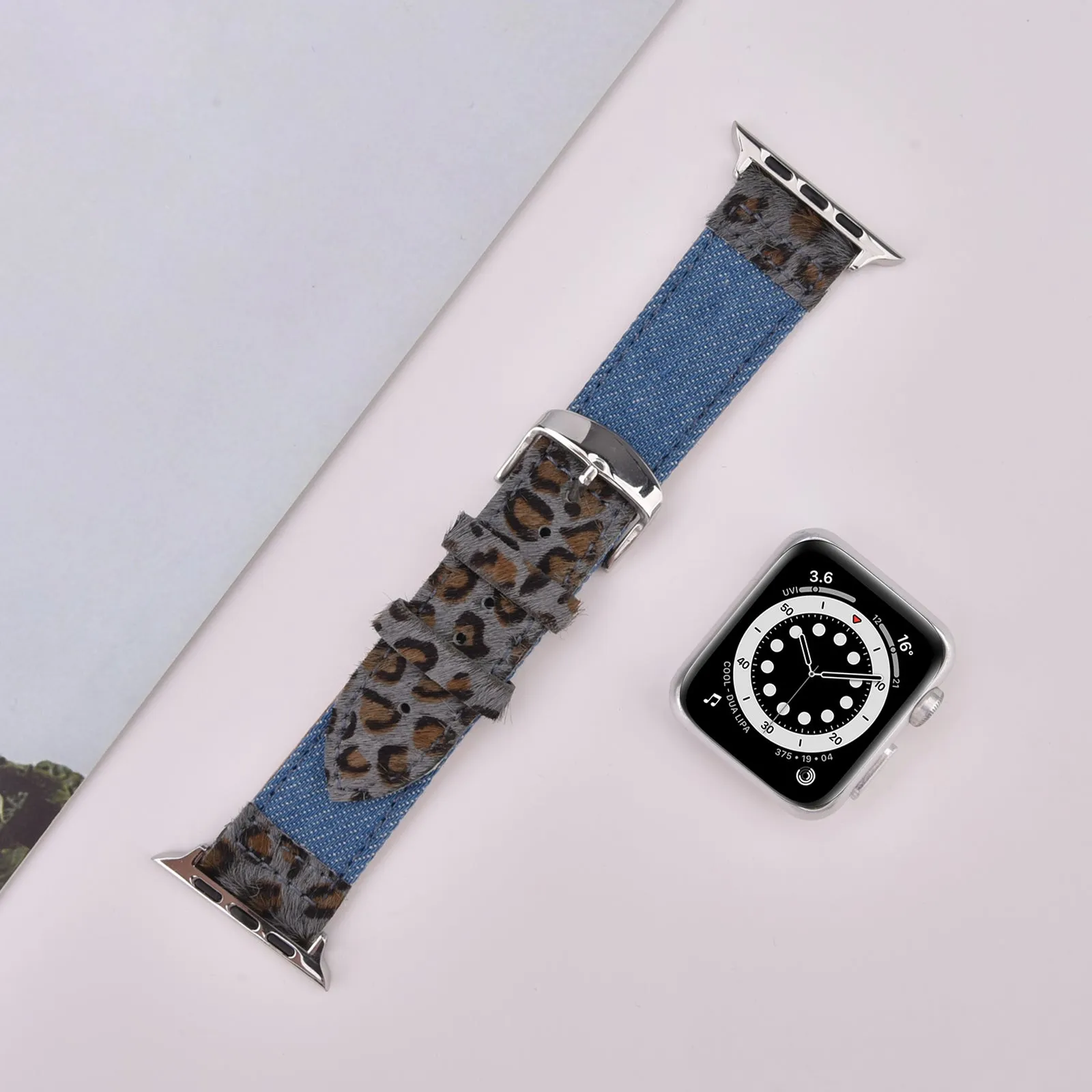 Animal Prints Leather & Denim Band for Apple Watch