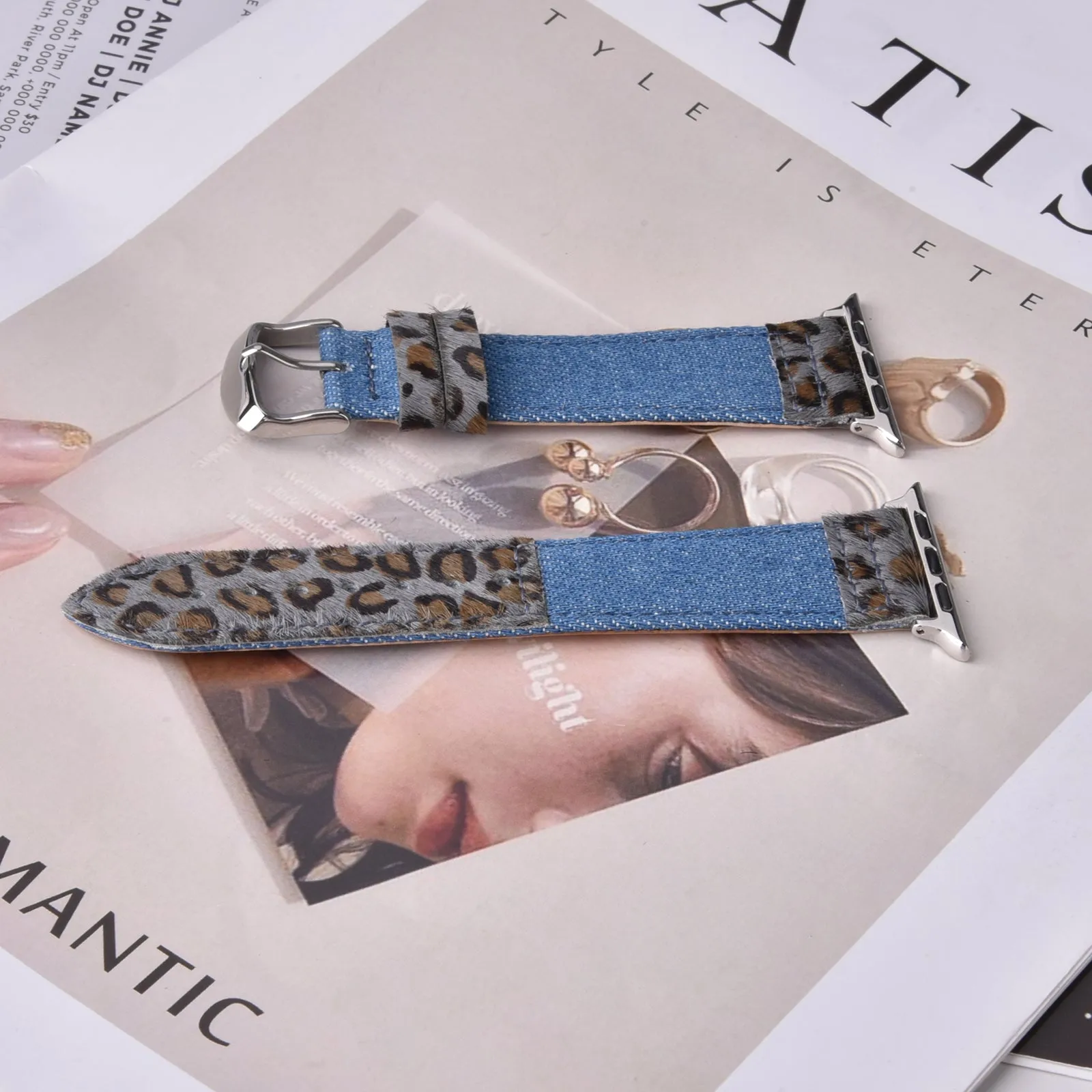 Animal Prints Leather & Denim Band for Apple Watch