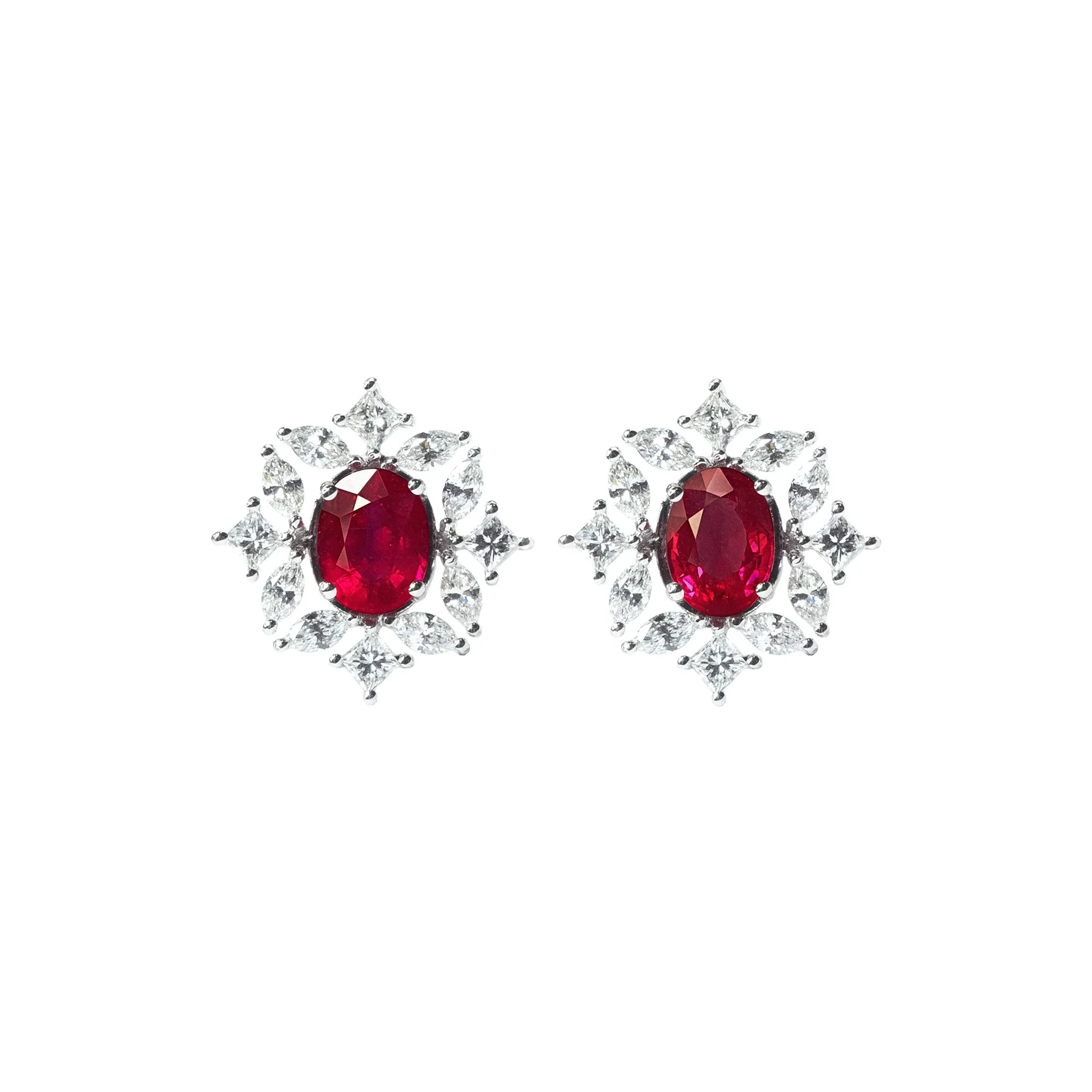 Annie Petal Halo Earrings - Red Oval 2022-106