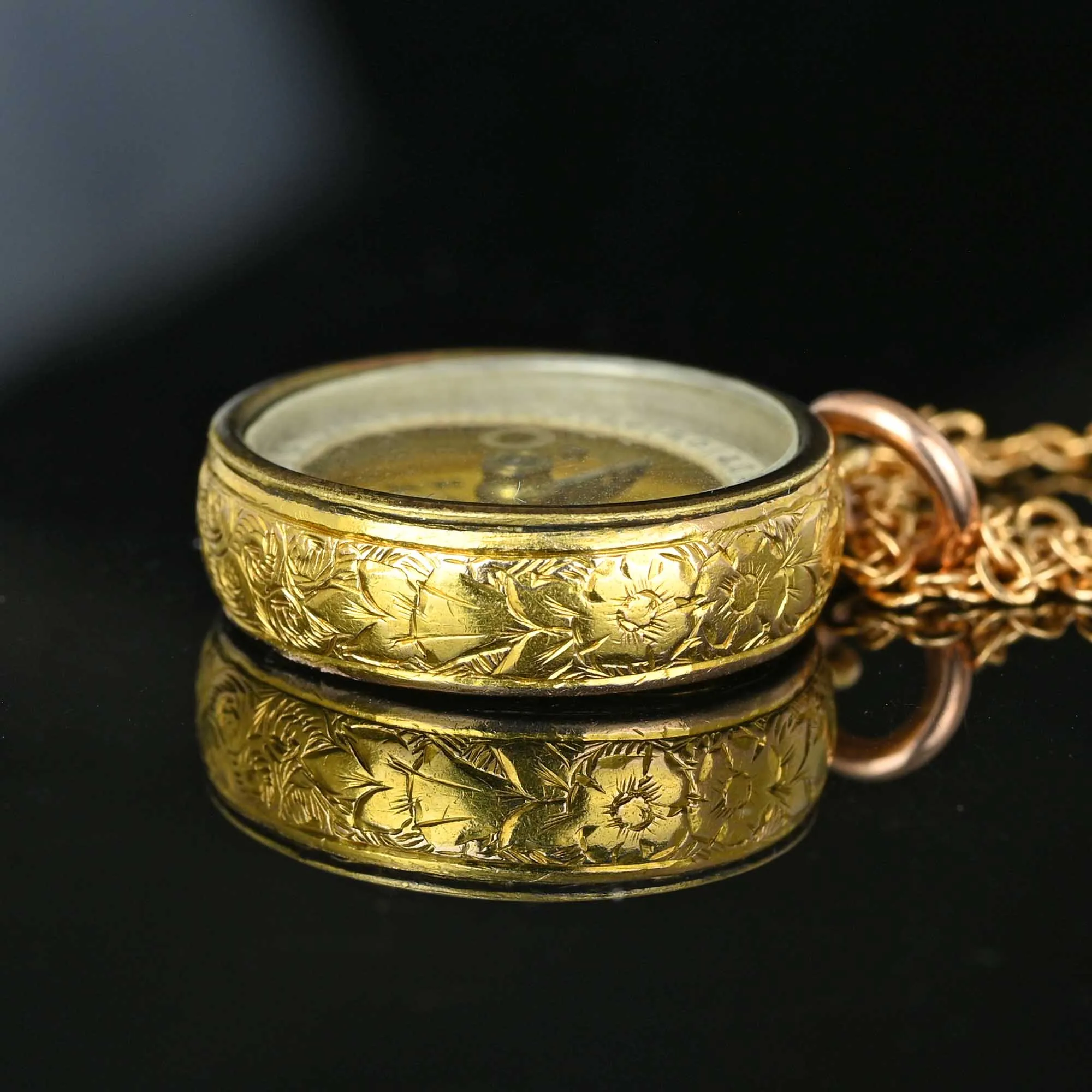 Antique 18K Gold Working Compass Fob Pendant