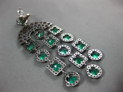 ANTIQUE LARGE 7.90CT MULTI GEM 14KT WHITE & BLACK GOLD 3D CHANDELIER EARRINGS