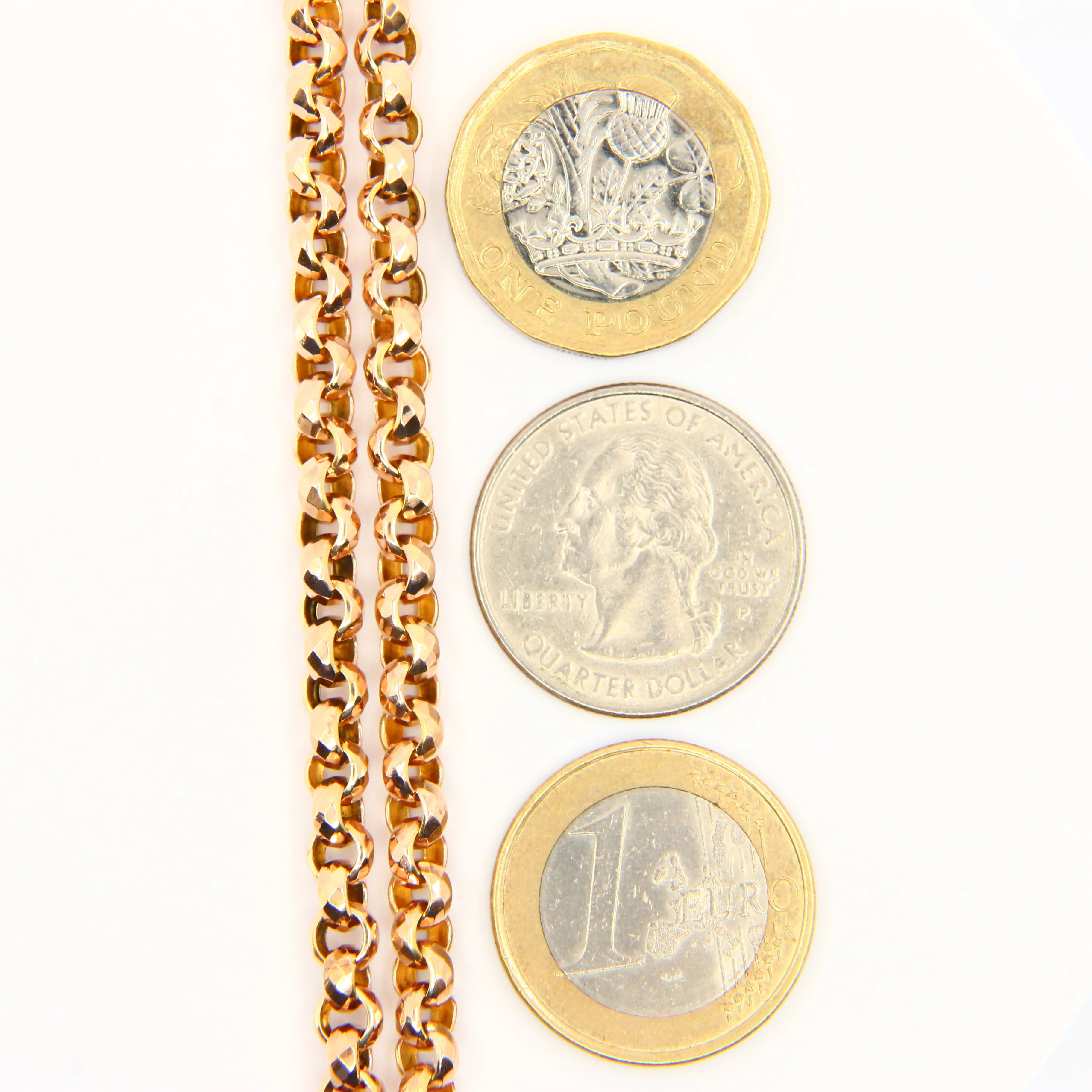 Antique Long 9ct Gold Muff Guard Watch Chain Necklace Yellow Gold Hallmarked