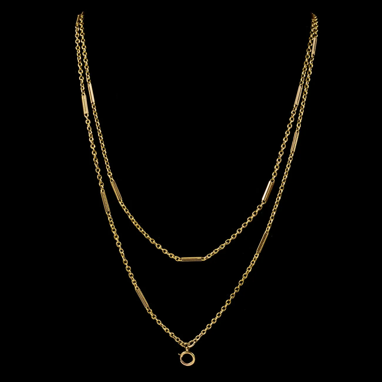 Antique Victorian French Guard Chain 15ct Gold Circa 1900