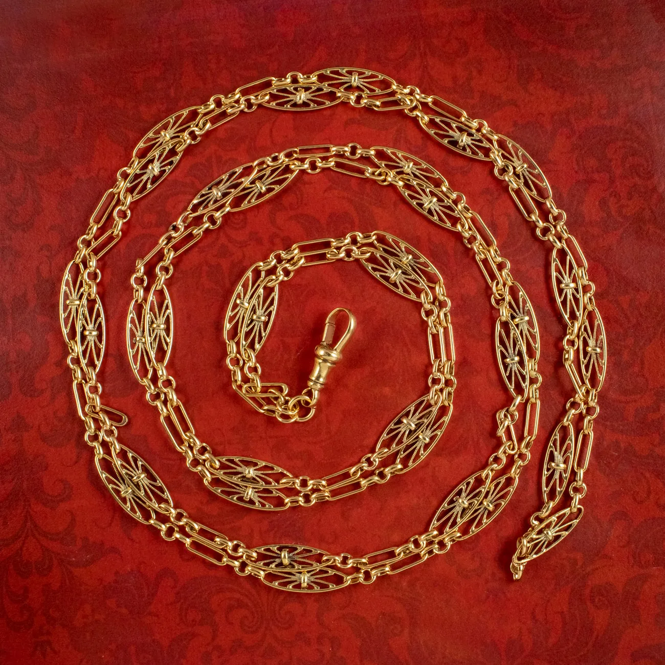 Antique Victorian French Guard Chain Silver 18ct Gold Gilt