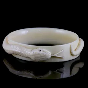 Antique Victorian Ivory Snake Bangle Circa 1880