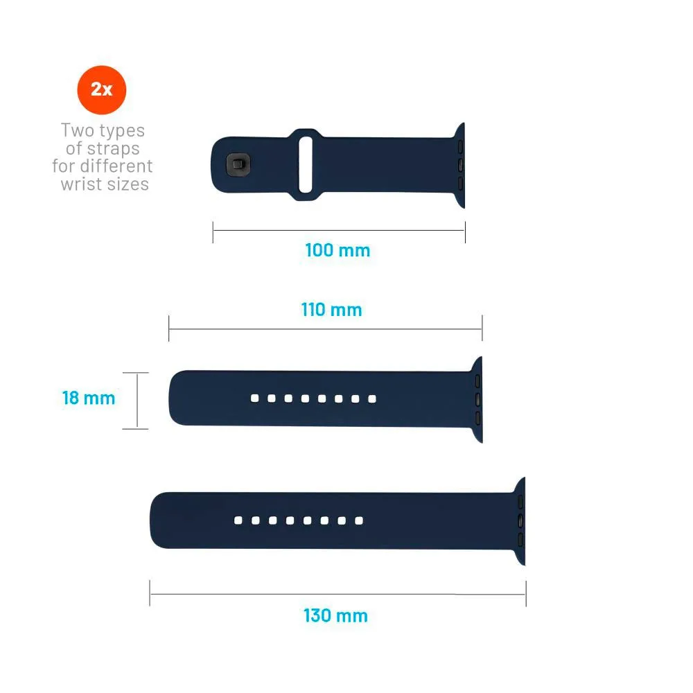 Apple Watch (38/40/SE/41/42mm) Fixed Sporty Silikone Rem Sæt - Blå