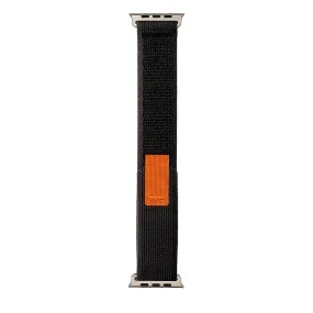 Apple Watch (38/40/SE/41/42mm) Velcro Stof Rem - Sort / Orange