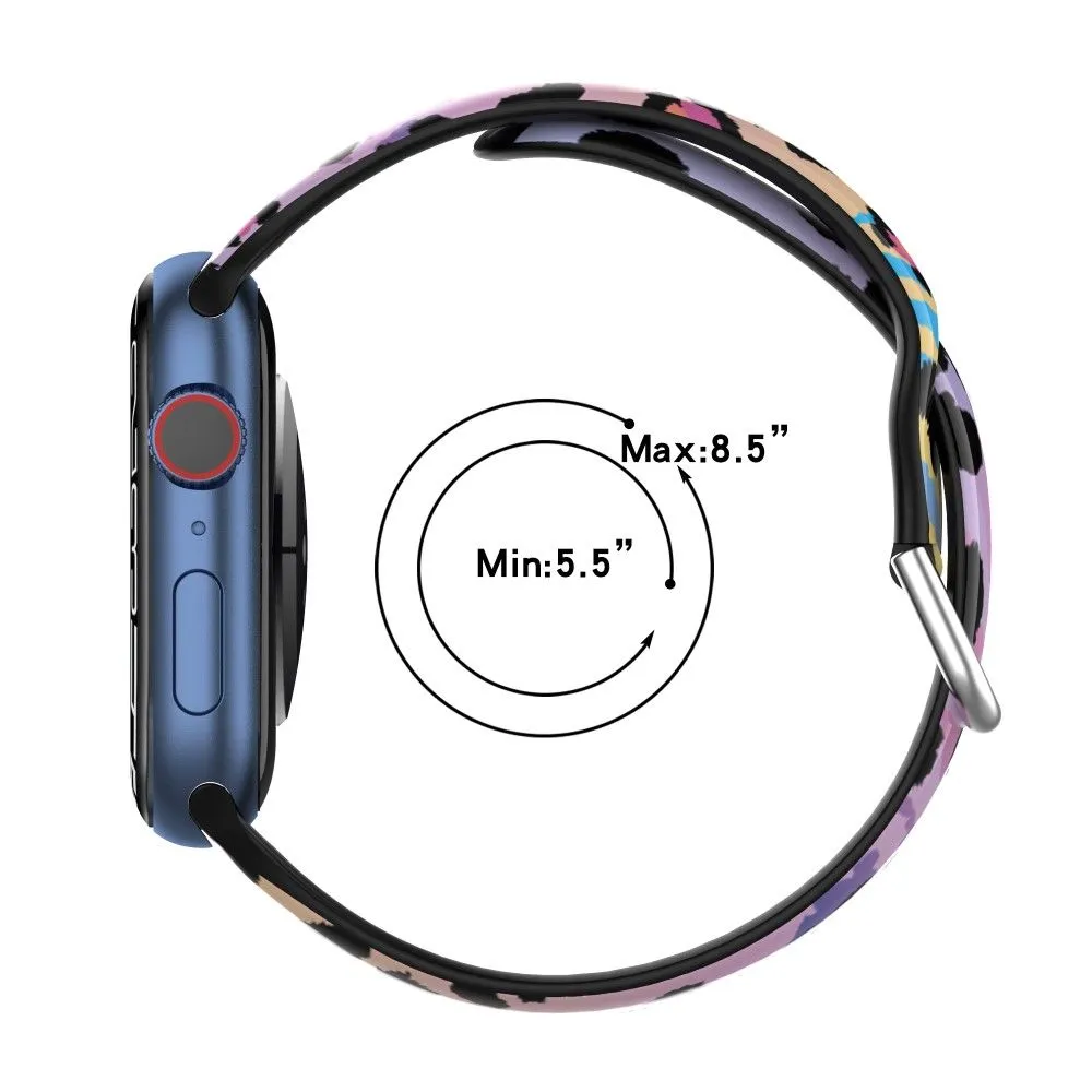 Apple Watch (41mm) IML colorful pattern silicone watch strap - Light brown / Blue / Sand