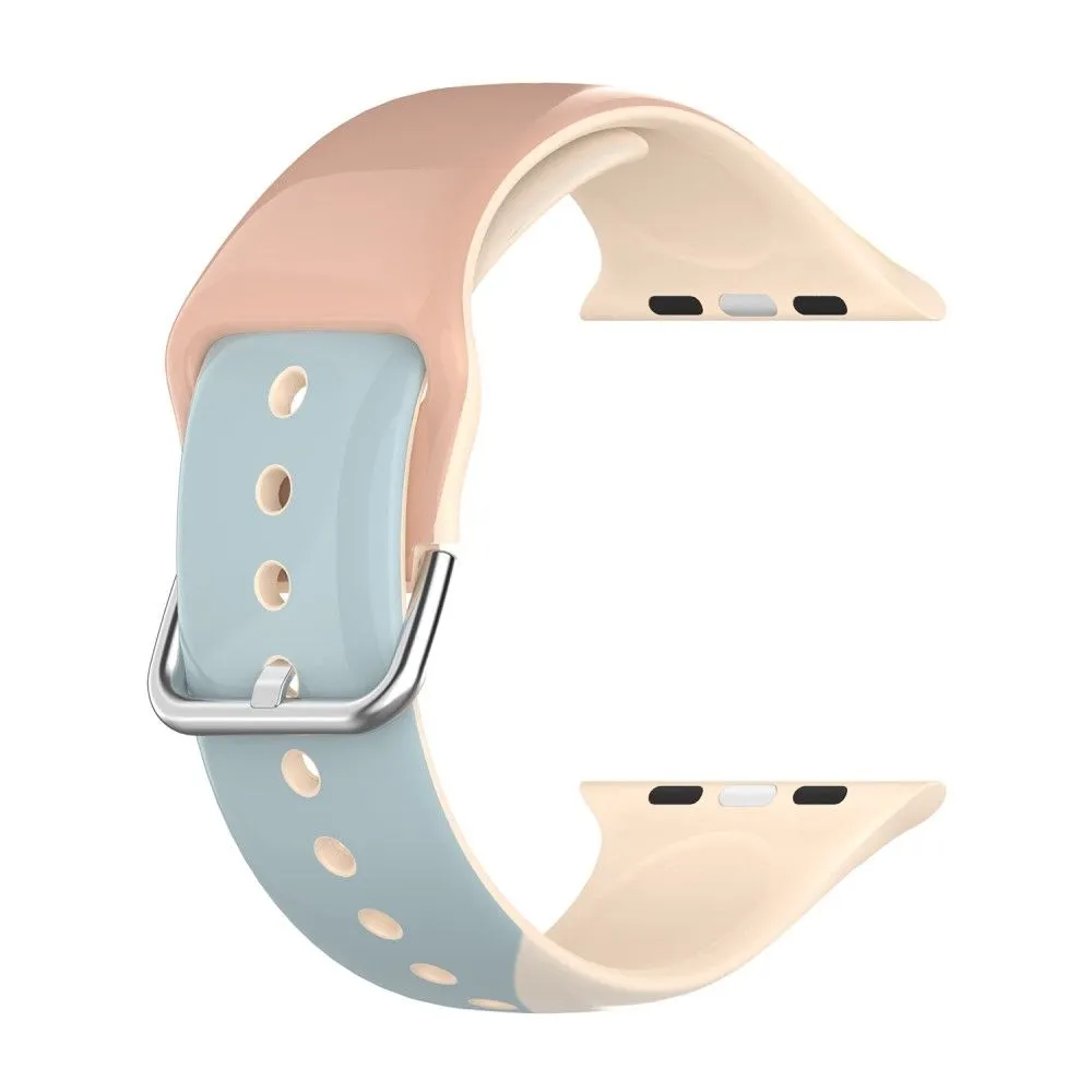 Apple Watch (41mm) IML colorful pattern silicone watch strap - Light brown / Blue / Sand