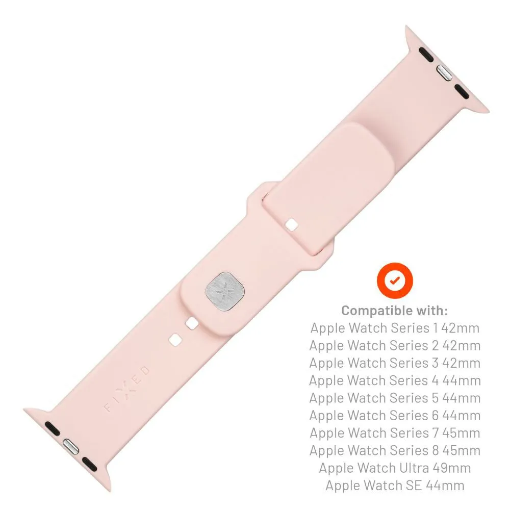 Apple Watch (42 / 44 / 45 / SE / 49mm) Fixed Sporty Silikone Rem Sæt - Lyserød