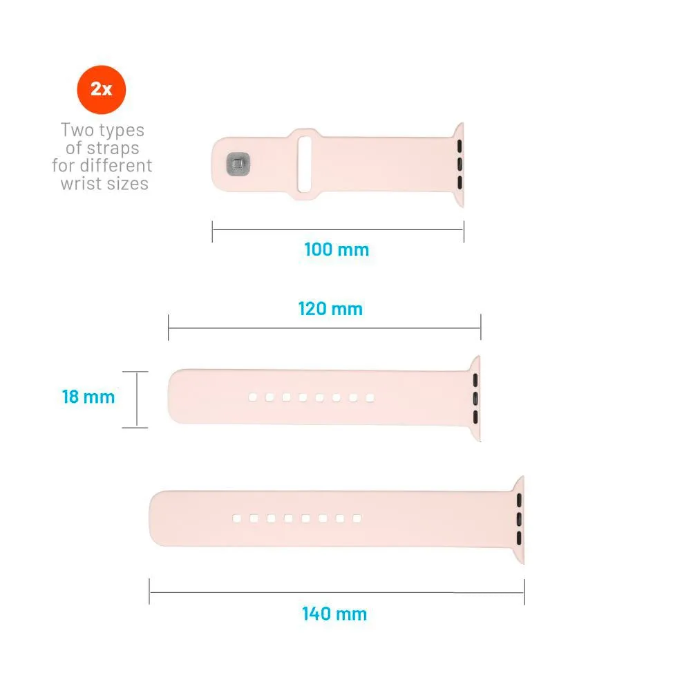 Apple Watch (42 / 44 / 45 / SE / 49mm) Fixed Sporty Silikone Rem Sæt - Lyserød
