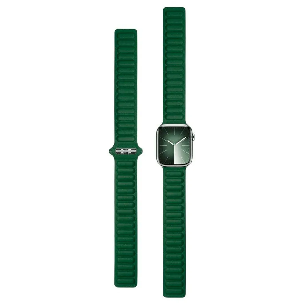 Apple Watch (42/44/SE/45/49mm) Lippa Magnetisk Læder Rem - Mørkegrøn