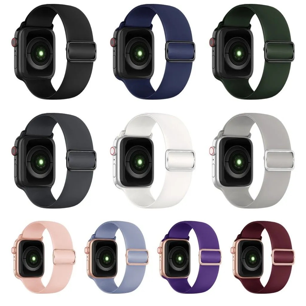 Apple Watch 44mm adjustable silicone watch strap - Blackish Green