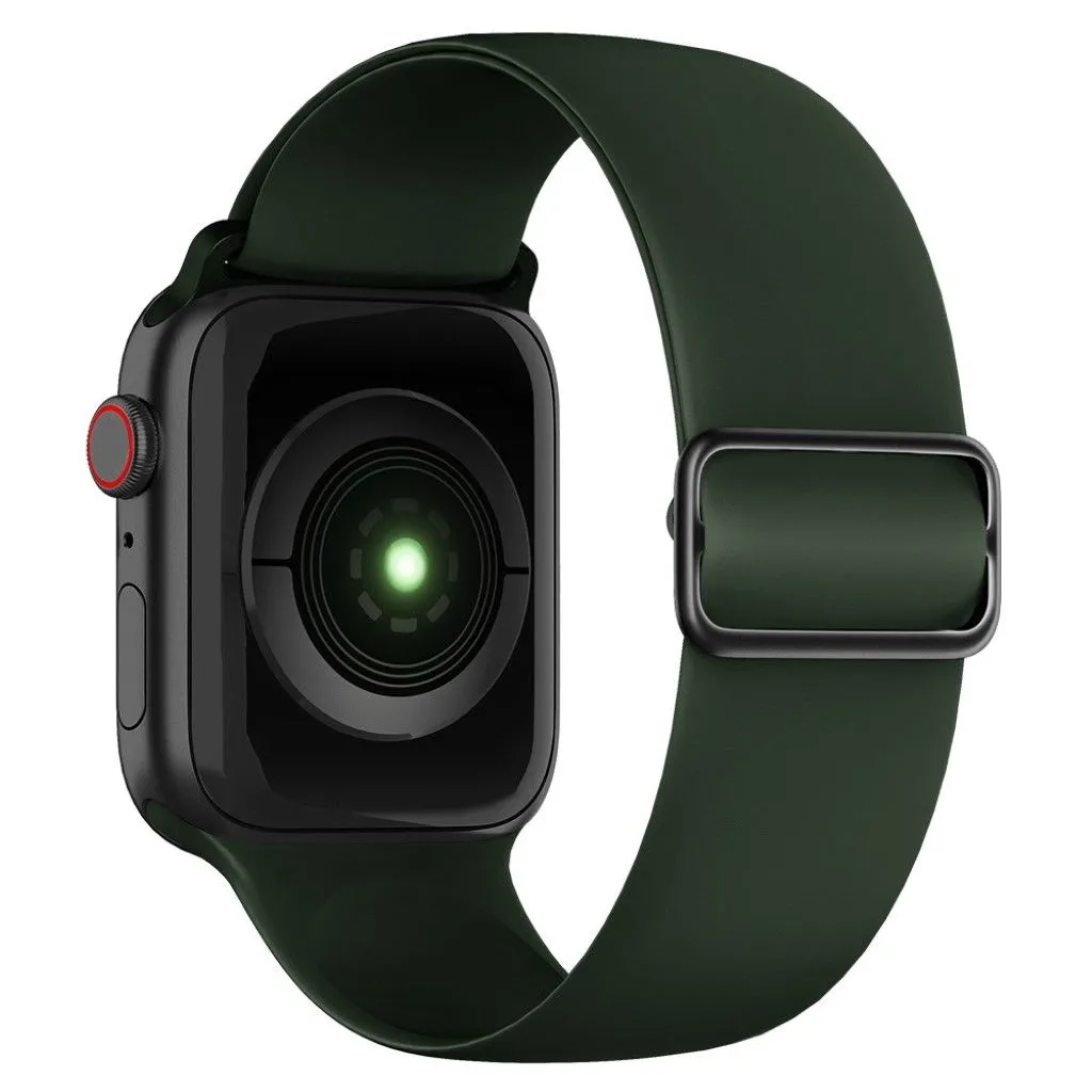 Apple Watch 44mm adjustable silicone watch strap - Blackish Green