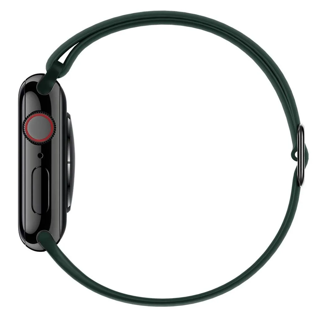 Apple Watch 44mm adjustable silicone watch strap - Blackish Green