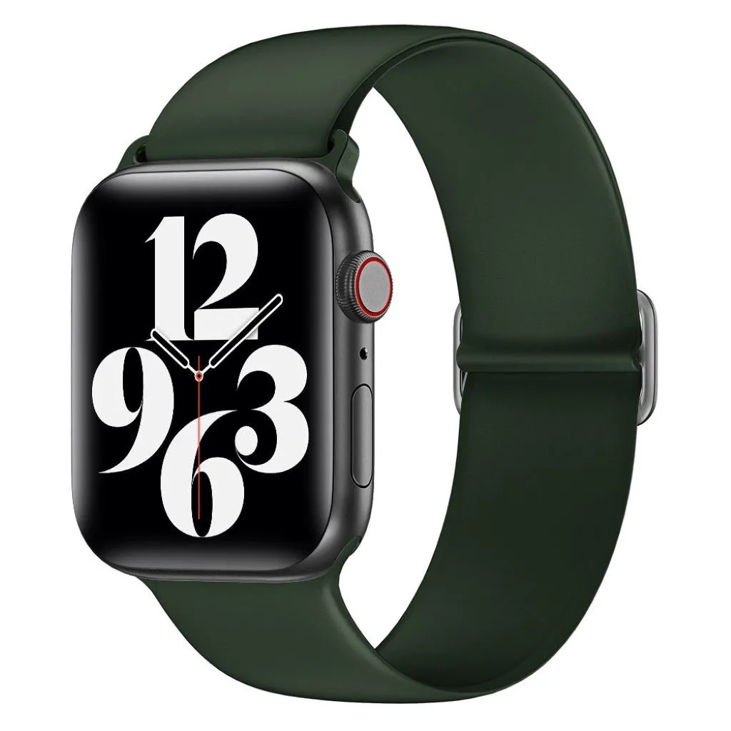 Apple Watch 44mm adjustable silicone watch strap - Blackish Green