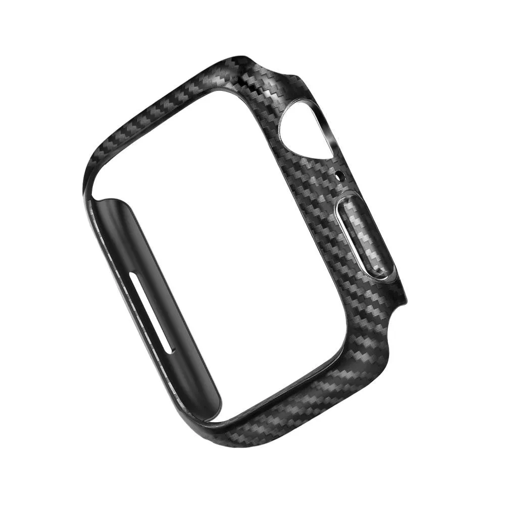 Apple Watch 44mm carbon fiber style cover   genuine leather watch strap