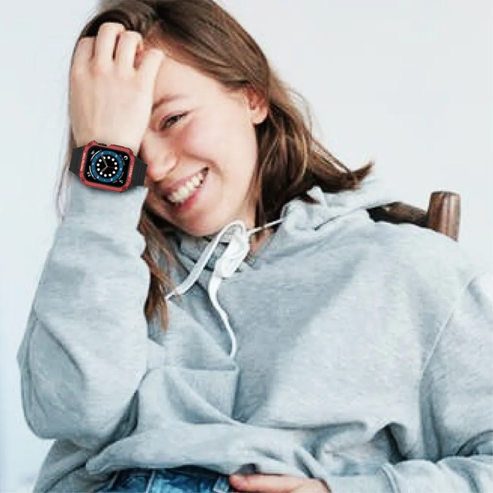 Apple Watch (45mm) contrast color TPU watch strap - Black / Red
