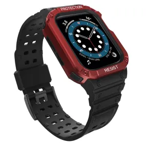 Apple Watch (45mm) contrast color TPU watch strap - Black / Red