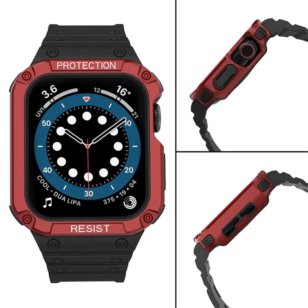 Apple Watch (45mm) contrast color TPU watch strap - Black / Red