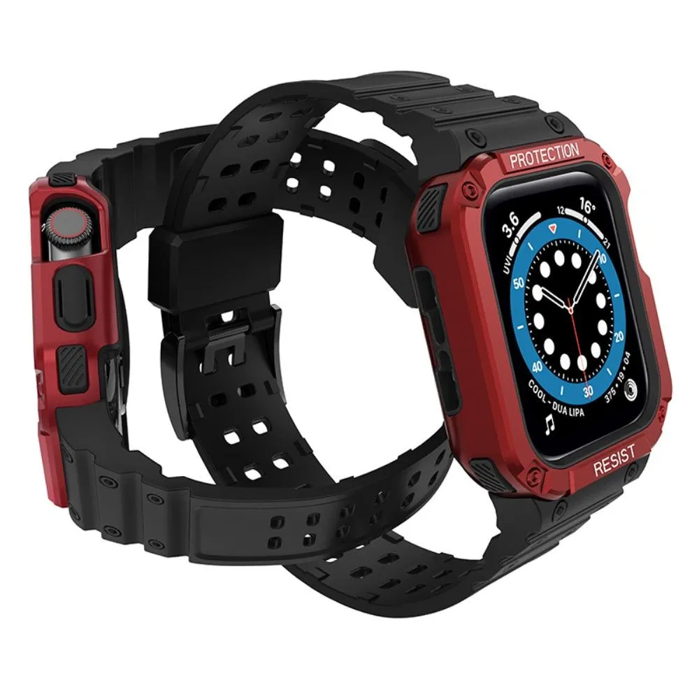 Apple Watch (45mm) contrast color TPU watch strap - Black / Red