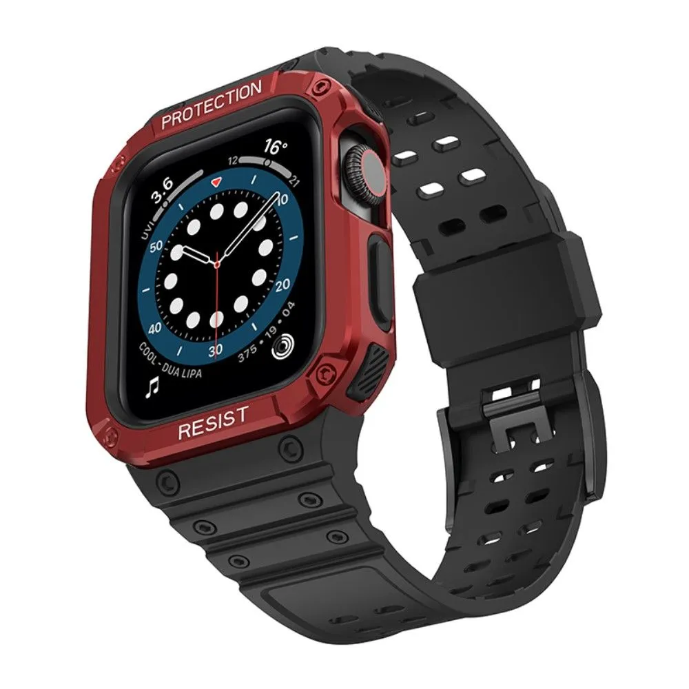 Apple Watch (45mm) contrast color TPU watch strap - Black / Red