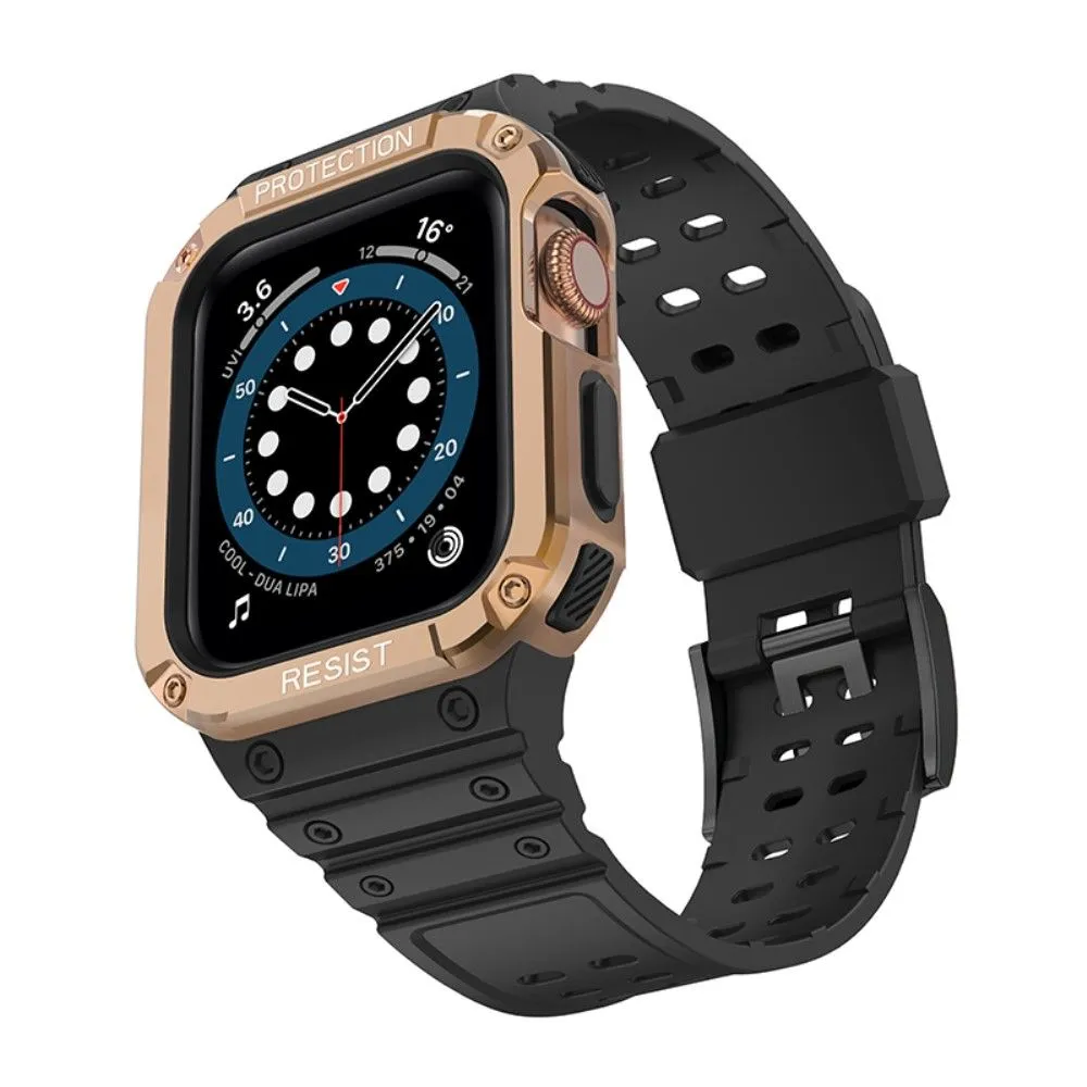 Apple Watch (45mm) contrast color TPU watch strap - Black / Rose Gold