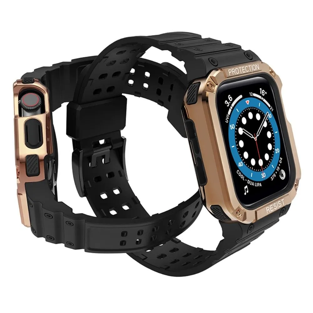 Apple Watch (45mm) contrast color TPU watch strap - Black / Rose Gold