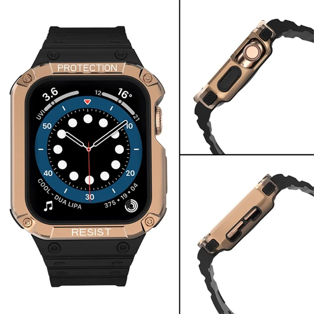 Apple Watch (45mm) contrast color TPU watch strap - Black / Rose Gold