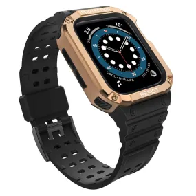 Apple Watch (45mm) contrast color TPU watch strap - Black / Rose Gold