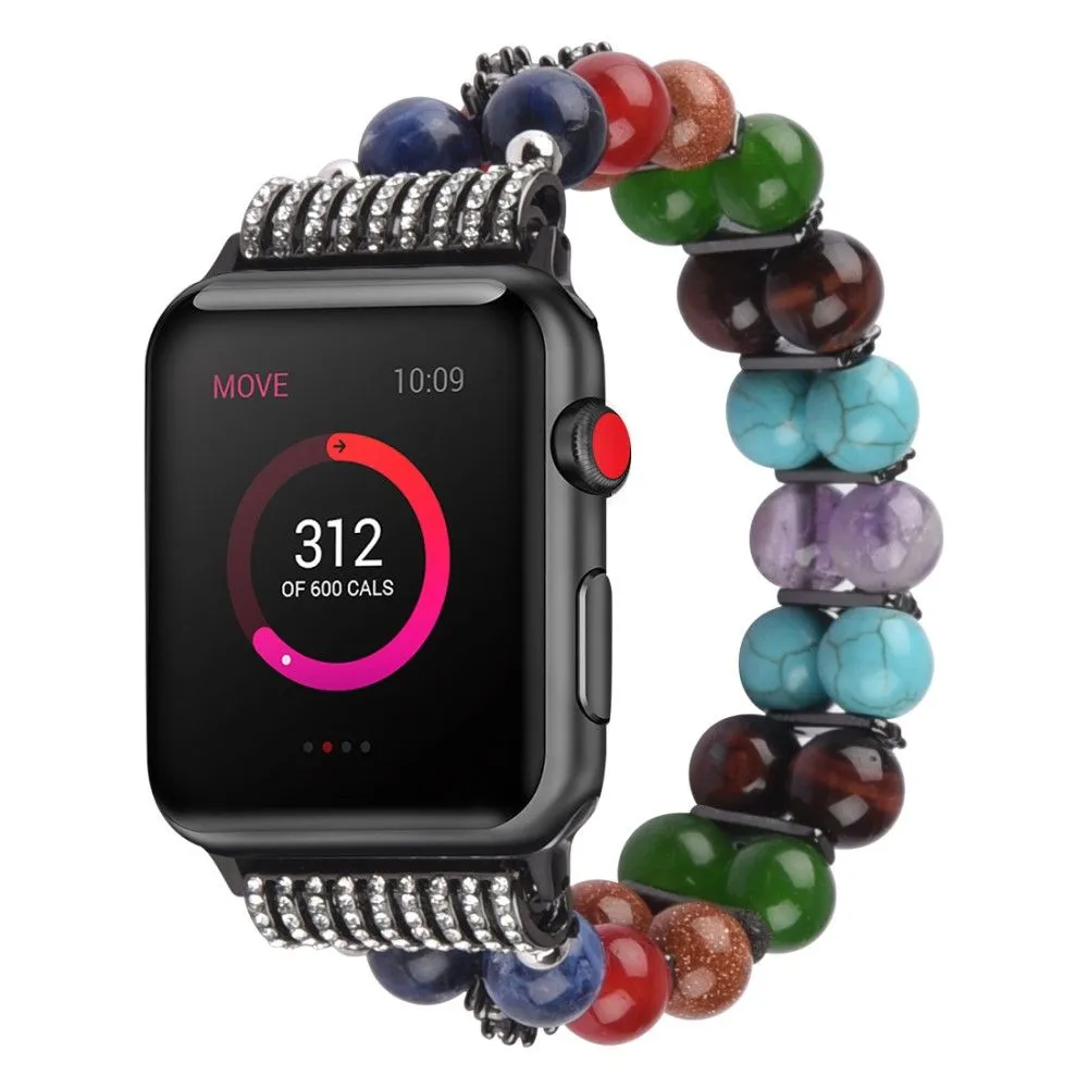 Apple Watch (45mm) rhinestone décor bead watch strap - Black