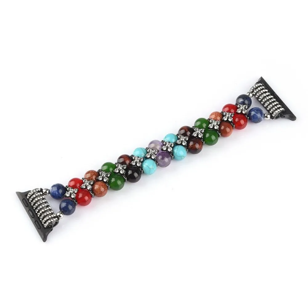 Apple Watch (45mm) rhinestone décor bead watch strap - Black