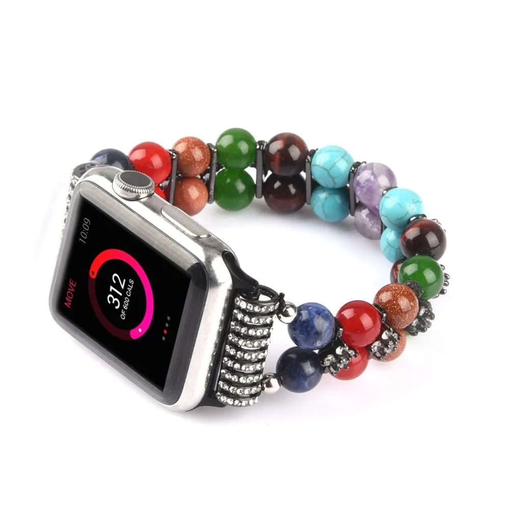 Apple Watch (45mm) rhinestone décor bead watch strap - Black