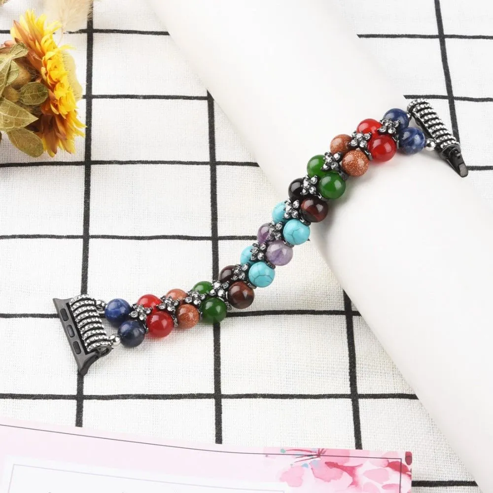 Apple Watch (45mm) rhinestone décor bead watch strap - Black