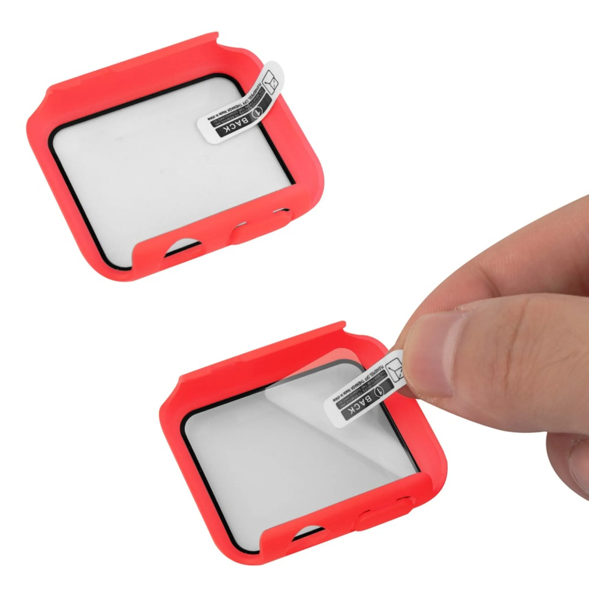Apple Watch (45mm) silicone watch strap   tempered glass cover - Red