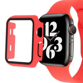Apple Watch (45mm) silicone watch strap   tempered glass cover - Red